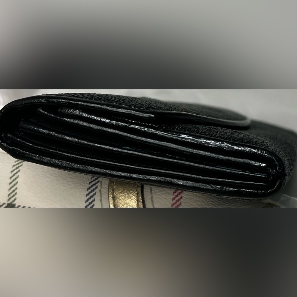 Black Long Wallet Genuine Sparkling Sting Ray Skin Billfold Snap & Zipper - Picture 6 of 8